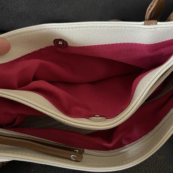 VTG Stone Mountain White Leather Shoulder Bag with Adjustable Strap - Picture 7 of 11